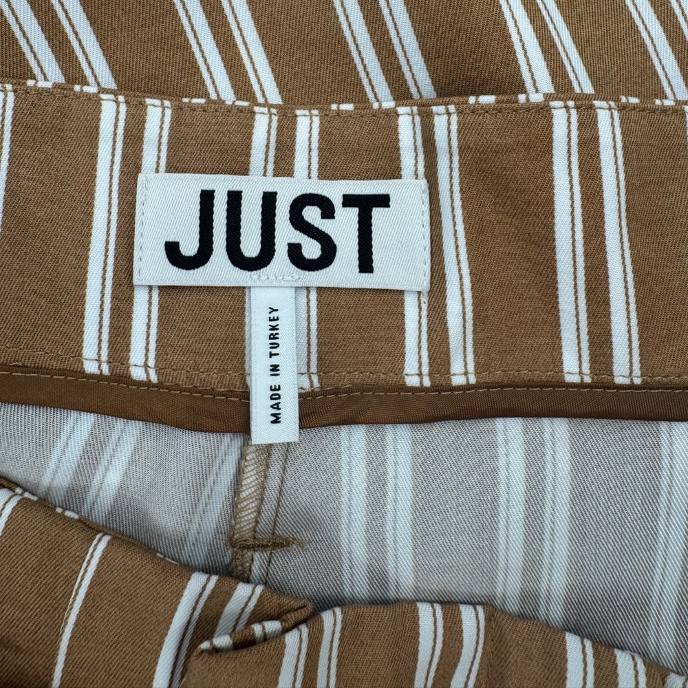 JUST Female Wendy Striped Lyocell Paperbag Wide Leg Pants Large Neutral Striped - Picture 10 of 11